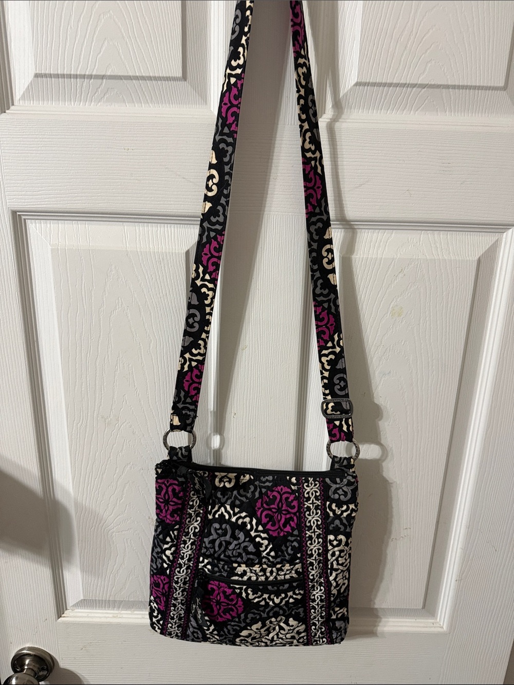 Vera Bradley Quilted Crossbody Bag in Black, Pink & Cream with wallet